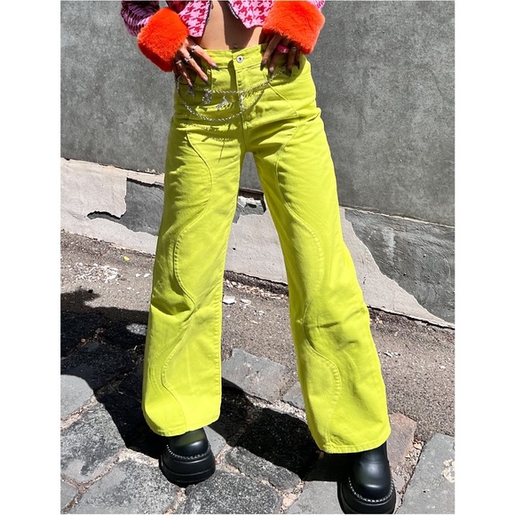 Ragged Neon Lime Jeans - Picture 1 of 5